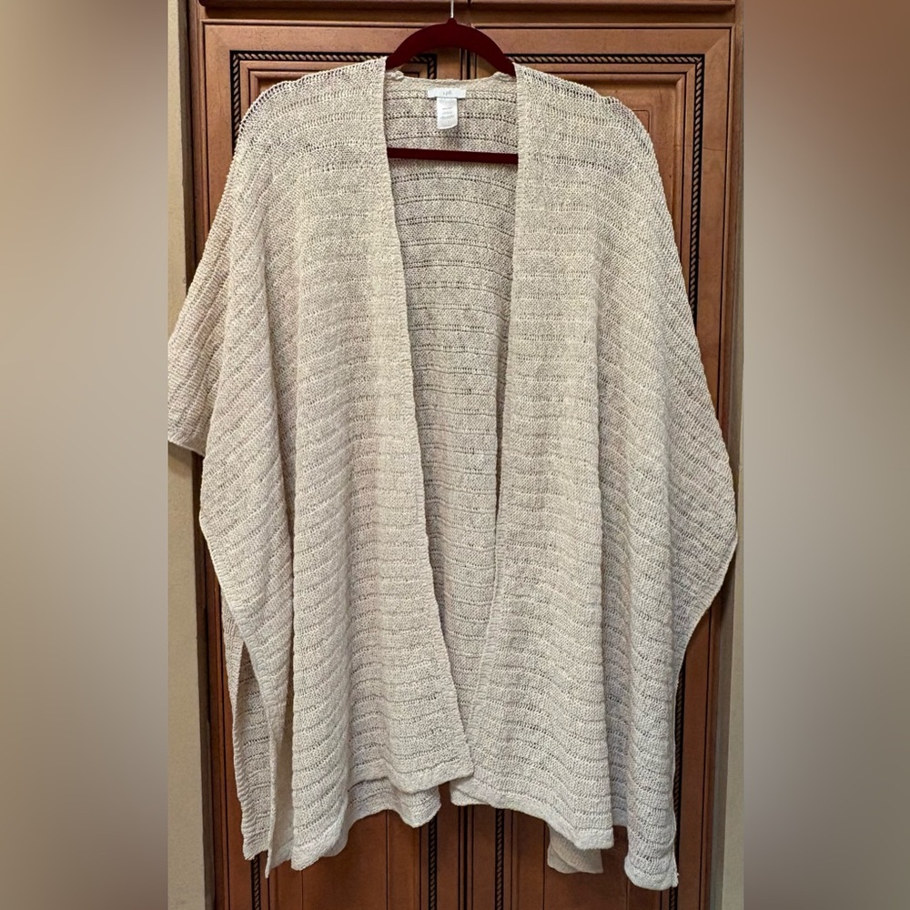 J Jill open front oatmeal knit shrug wrap. O/S